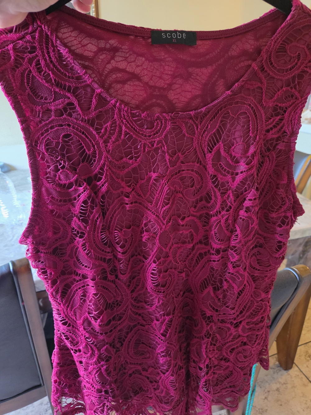 Scobé Women's Lace Short-Sleeve Shell Top - Fuchsia